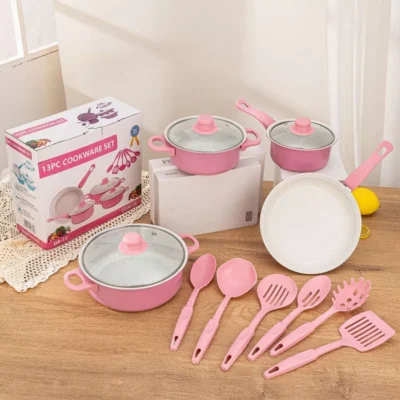 Kit de Panelas Antiaderentes com 13 Peças Coloridas