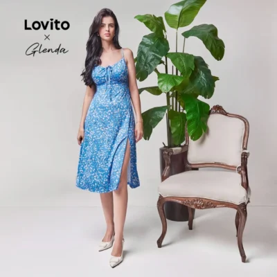 Vestido floral com amarração no busto delicado